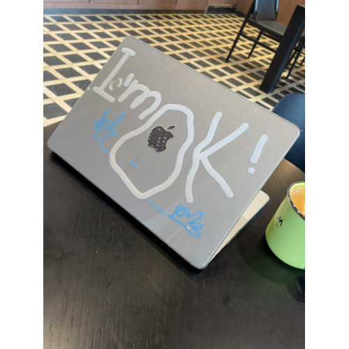 汪三嵗原創「imok」MacBook保護殼蘋果筆電殼2025款M4pro14寸16寸air13寸M1M2M3細閃殼