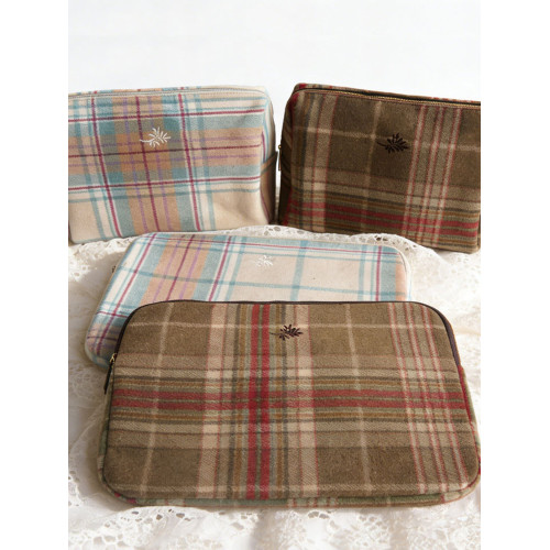 出口多功能英倫風格子復古毛呢格紋拉鍊電腦包手拿包平板電腦包 出口多功能英倫風格子復古毛呢格紋拉鍊電腦包手拿包平板電腦包