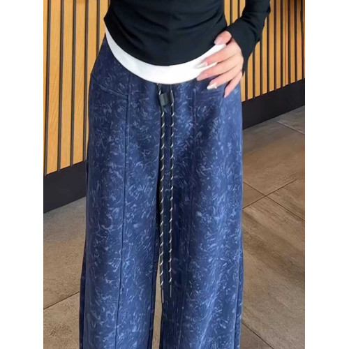 紥染香蕉衛褲女2026年春季新款大碼微胖mm時尚百搭顯瘦濶腿彎刀褲