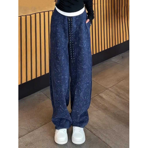 紥染香蕉衛褲女2026年春季新款大碼微胖mm時尚百搭顯瘦濶腿彎刀褲