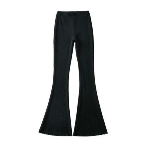 歐美木耳邊針織褲春秋高腰休閒喇叭褲女緊身微喇褲長款拖地毛線褲 歐美木耳邊針織褲春秋高腰休閒喇叭褲女緊身微喇褲長款拖地毛線褲