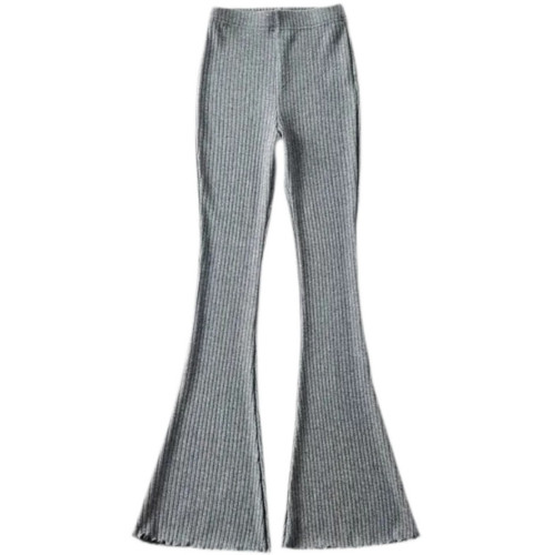 歐美木耳邊針織褲春秋高腰休閒喇叭褲女緊身微喇褲長款拖地毛線褲 歐美木耳邊針織褲春秋高腰休閒喇叭褲女緊身微喇褲長款拖地毛線褲