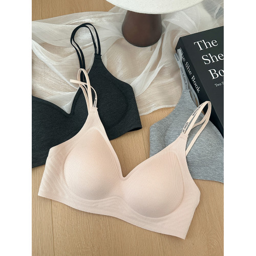 極簡撞色雙肩帶美背內衣女2025新款女士胸罩無鋼圈文胸運動防下垂