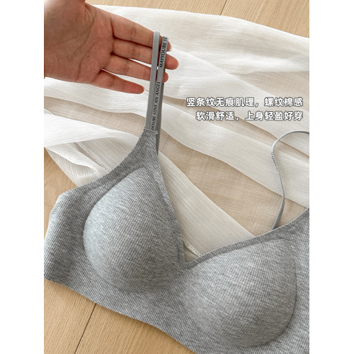 極簡撞色雙肩帶美背內衣女2025新款女士胸罩無鋼圈文胸運動防下垂