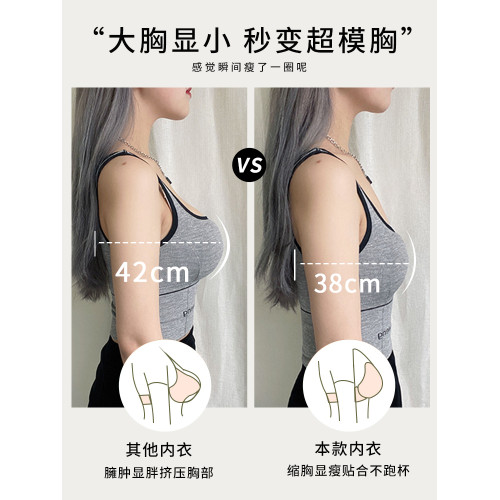 夏季超薄無肩帶內衣大胸顯小防滑大碼抹胸式隱形黑色文胸罩吊帶用