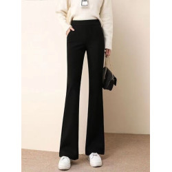 褲子女秋冬加絨新款洋氣微喇叭褲高腰顯瘦職業休閒網紅高檔休閒褲