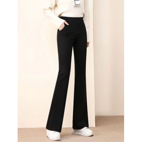 褲子女秋冬加絨新款洋氣微喇叭褲高腰顯瘦職業休閒網紅高檔休閒褲