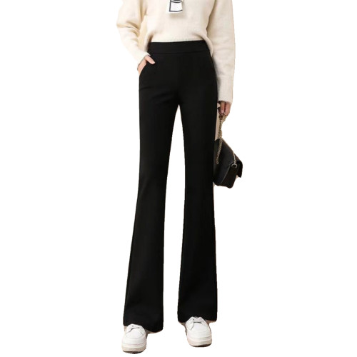 褲子女秋冬加絨新款洋氣微喇叭褲高腰顯瘦職業休閒網紅高檔休閒褲