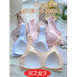大碼運動內衣薄款一體式固定胸墊胖mm背心學生中老年人媽媽文胸女