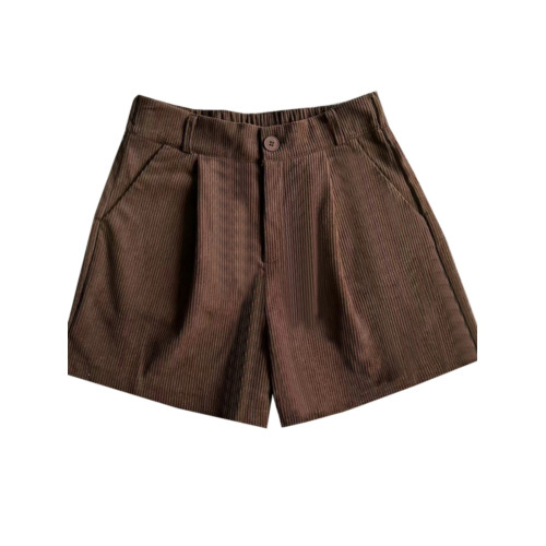 棕色燈芯絨短褲女小個子濶腿褲褲子黑色休閒褲顯瘦外穿咖色五分褲