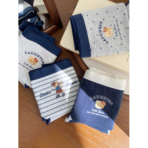 微內薇條紋小熊內褲女純棉10A抑菌加長襠2026新款大碼透氣三角褲