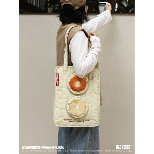 貝果電腦包原創設計小衆個性潮流軟電腦包充棉14寸平板電腦16寸筆記型電腦保護套包包斜背多功能電腦包