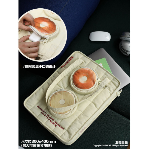 貝果電腦包原創設計小衆個性潮流軟電腦包充棉14寸平板電腦16寸筆記型電腦保護套包包斜背多功能電腦包