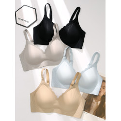 芬騰女士內衣上托防下垂光面聚攏文胸一片式收副乳無鋼圈無痕胸罩