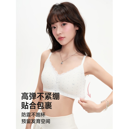 婷美少女內衣初中高中大學生定型文胸青春期女孩小胸聚攏內褲套裝