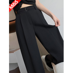 高腰垂感西裝褲黑色長褲女2026春季新款通勤西褲休閒拖地褲濶腿褲