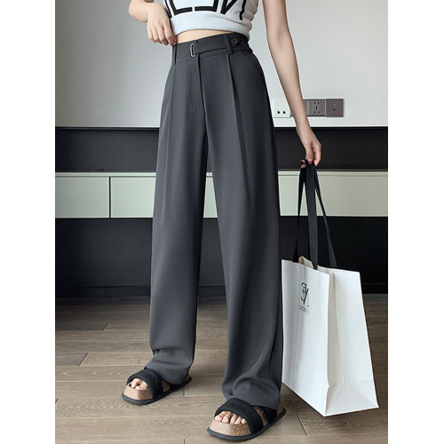 高腰垂感西裝褲黑色長褲女2026春季新款通勤西褲休閒拖地褲濶腿褲