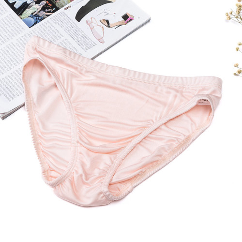 大碼女士中腰針織真絲內褲 桑蠶絲速乾無痕耐穿短褲胖mm包邊收腹
