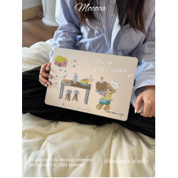 MOCOCA《小熊甜品師》韓國可愛原創插畫進口pc透明硬殼防磕碰適用於Macbook蘋果pro電腦air保護套13寸14寸