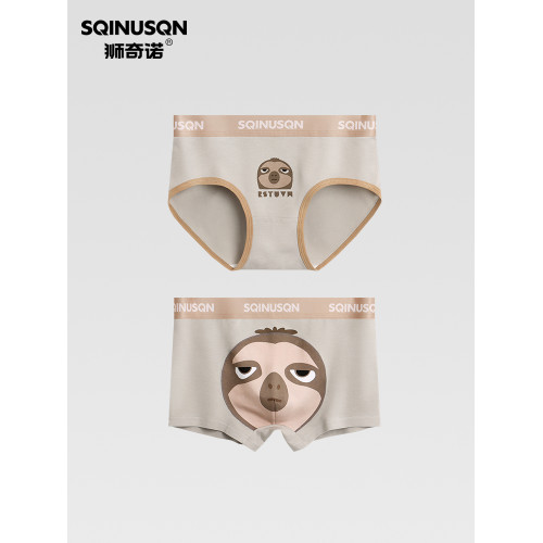 SQINUSQN/獅奇諾新款情侶內褲男士平角褲女三角內褲卡通動物底褲