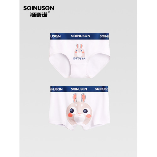 SQINUSQN/獅奇諾新款情侶內褲男士平角褲女三角內褲卡通動物底褲