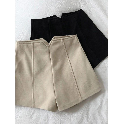 毛呢短褲女2025秋冬新款高腰大碼外穿休閒濶腳褲顯瘦休閒打底靴褲