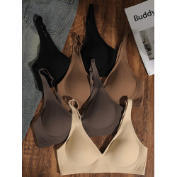 薄拉提黑科技果凍條軟支撐無痕聚攏收副乳一片式無鋼圈內衣文胸