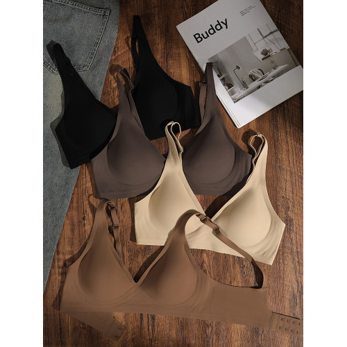 薄拉提黑科技果凍條軟支撐無痕聚攏收副乳一片式無鋼圈內衣文胸