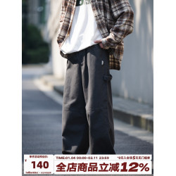 BELLKENIDEA 簡約純棉水洗復古工裝長褲男流行直筒休閒褲潮流行