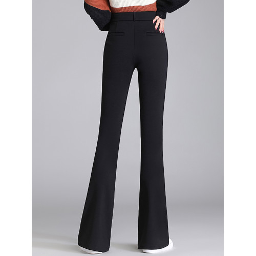 加肥加大碼胖mm高個子微喇叭褲女秋冬季200斤加絨加厚高腰西裝褲