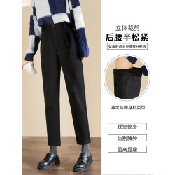 毛呢馬丁靴褲子搭配女秋冬小個子哈倫小腳西褲顯瘦2025春秋菸琯褲