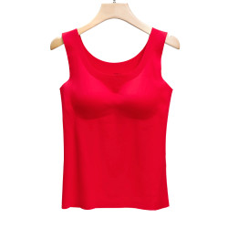 大紅色本命年媽媽背心式內衣女長款打底無鋼圈聚攏一片式睡眠文胸