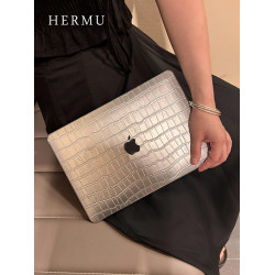 禾沐2026款M5銀色M4皮質13寸macbookair保護殼M1軟14寸pro適用蘋果電腦保護套m31透明5筆電m2全包mac外殼16