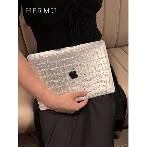 禾沐2026款M5銀色M4皮質13寸macbookair保護殼M1軟14寸pro適用蘋果電腦保護套m31透明5筆電m2全包mac外殼16
