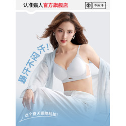 貓人無痕內衣女士薄款夏季大胸顯小無鋼圈美背冰絲涼感聚攏文胸罩