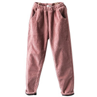 撿漏~日系原單大碼條絨哈倫長褲加絨加厚休閒蘿蔔燈芯絨褲子女冬