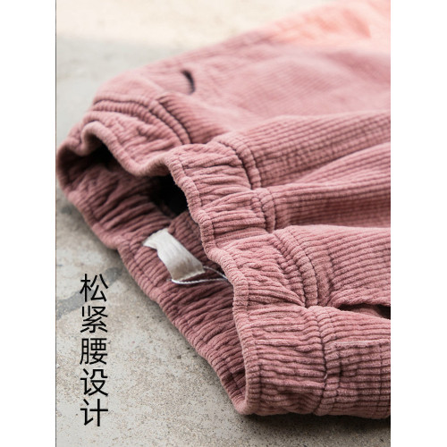 撿漏~日系原單大碼條絨哈倫長褲加絨加厚休閒蘿蔔燈芯絨褲子女冬