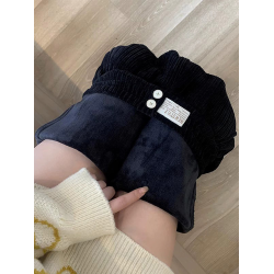 145cm小個子雪尼爾濶腿褲女春秋150加絨高腰垂感白色燈芯絨休閒褲