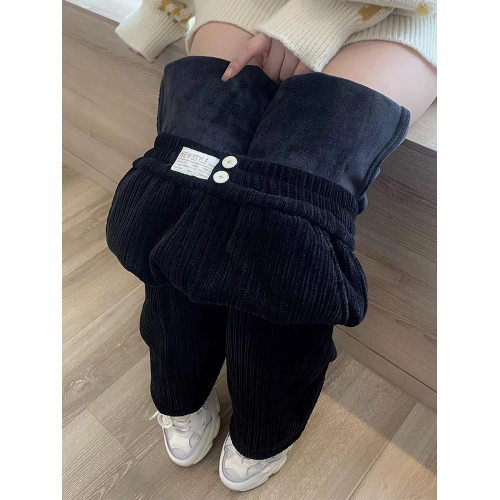 145cm小個子雪尼爾濶腿褲女春秋150加絨高腰垂感白色燈芯絨休閒褲