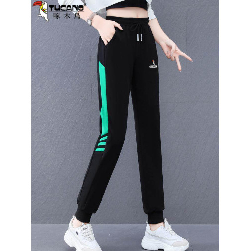 啄木鳥純棉運動褲女春秋季2025新款哈倫衛褲爆款媽媽束腳休閒褲子