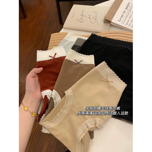 內褲女生2026新款女士純棉抗菌全棉襠蕾絲女款秋冬磨毛三角褲短褲