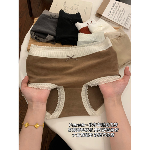 內褲女生2026新款女士純棉抗菌全棉襠蕾絲女款秋冬磨毛三角褲短褲