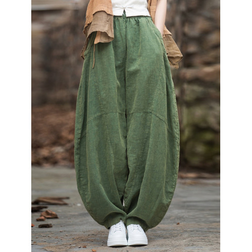 棉麻褲子女春2026新款炒色做舊休閒褲寬鬆長褲打坐禪修太極燈籠褲