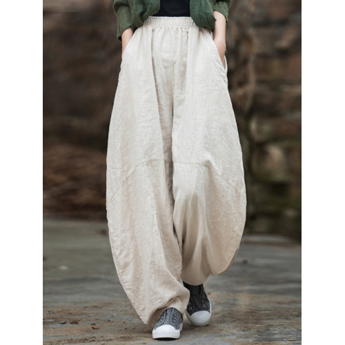 棉麻褲子女春2026新款炒色做舊休閒褲寬鬆長褲打坐禪修太極燈籠褲