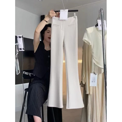 白色微喇叭高腰休閒褲子女2026新款春夏辣妹修身百搭小個子西裝褲 白色微喇叭高腰休閒褲子女2026新款春夏辣妹修身百搭小個子西裝褲