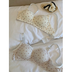 馨幫幫Bra 法式碎花蕾絲邊內衣女小胸聚攏無鋼圈防下垂透氣文胸罩