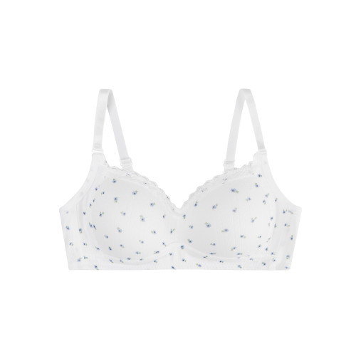 馨幫幫Bra 法式碎花蕾絲邊內衣女小胸聚攏無鋼圈防下垂透氣文胸罩