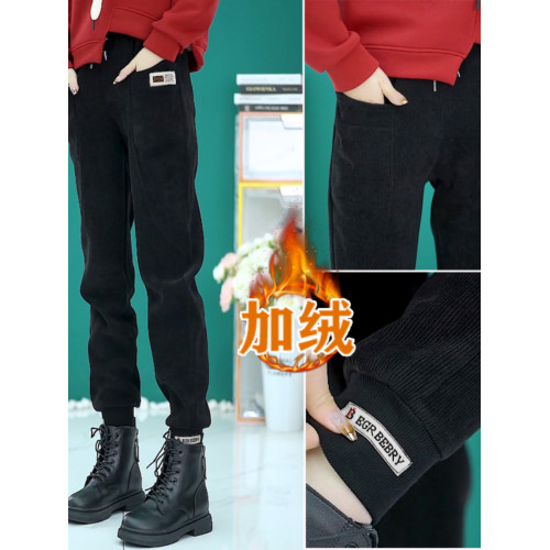 歐棉絨加絨加厚衛褲女顯瘦高腰休閒褲寬鬆秋冬季褲子運動褲哈倫褲