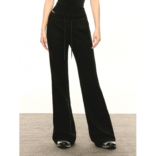 Ariseism美式辣妹微喇灰色修身衛褲女秋季新款低腰運動瑜珈長褲子