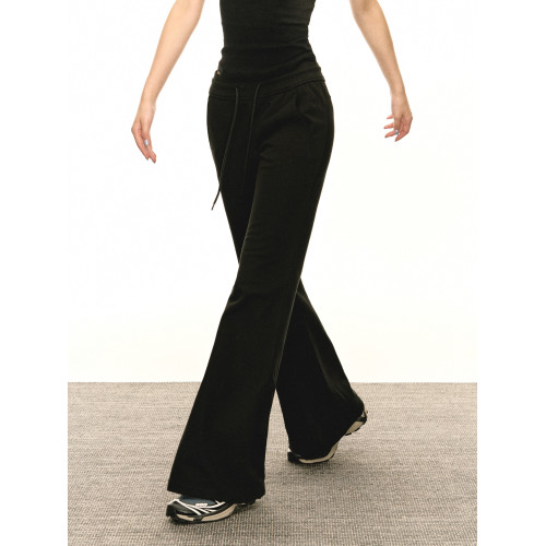 Ariseism美式辣妹微喇灰色修身衛褲女秋季新款低腰運動瑜珈長褲子